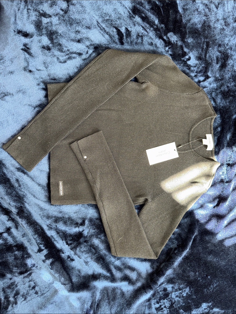 Calvin Klein Black Slim Ribbed Crewneck Sweater